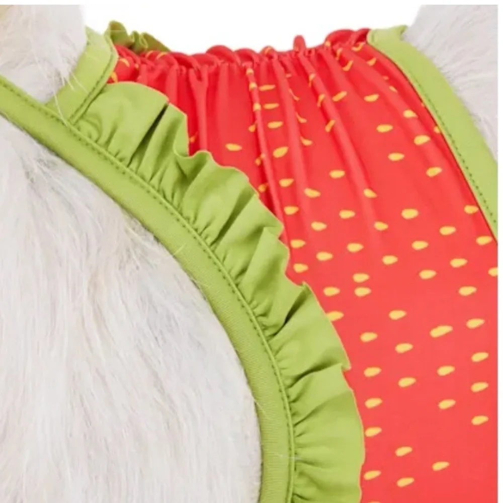 NWT strawberry dog swim bathing suit S